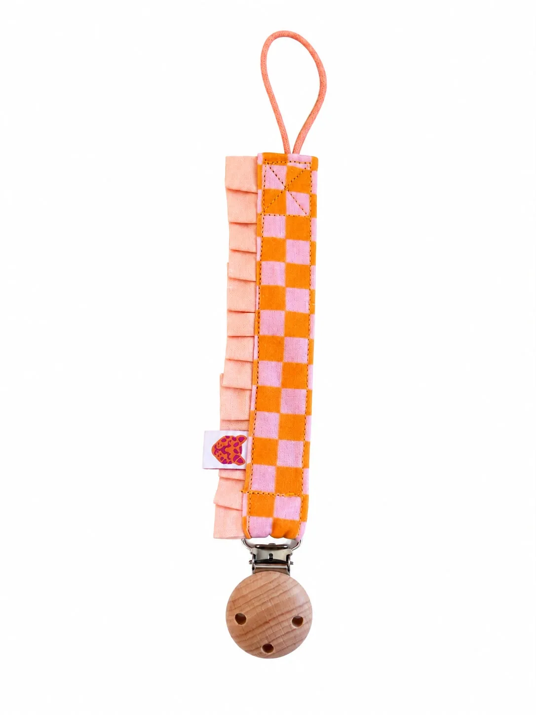 Speenkoord pink block ruffle — Speenkoorden en speenknuffels — Colori Ribelle