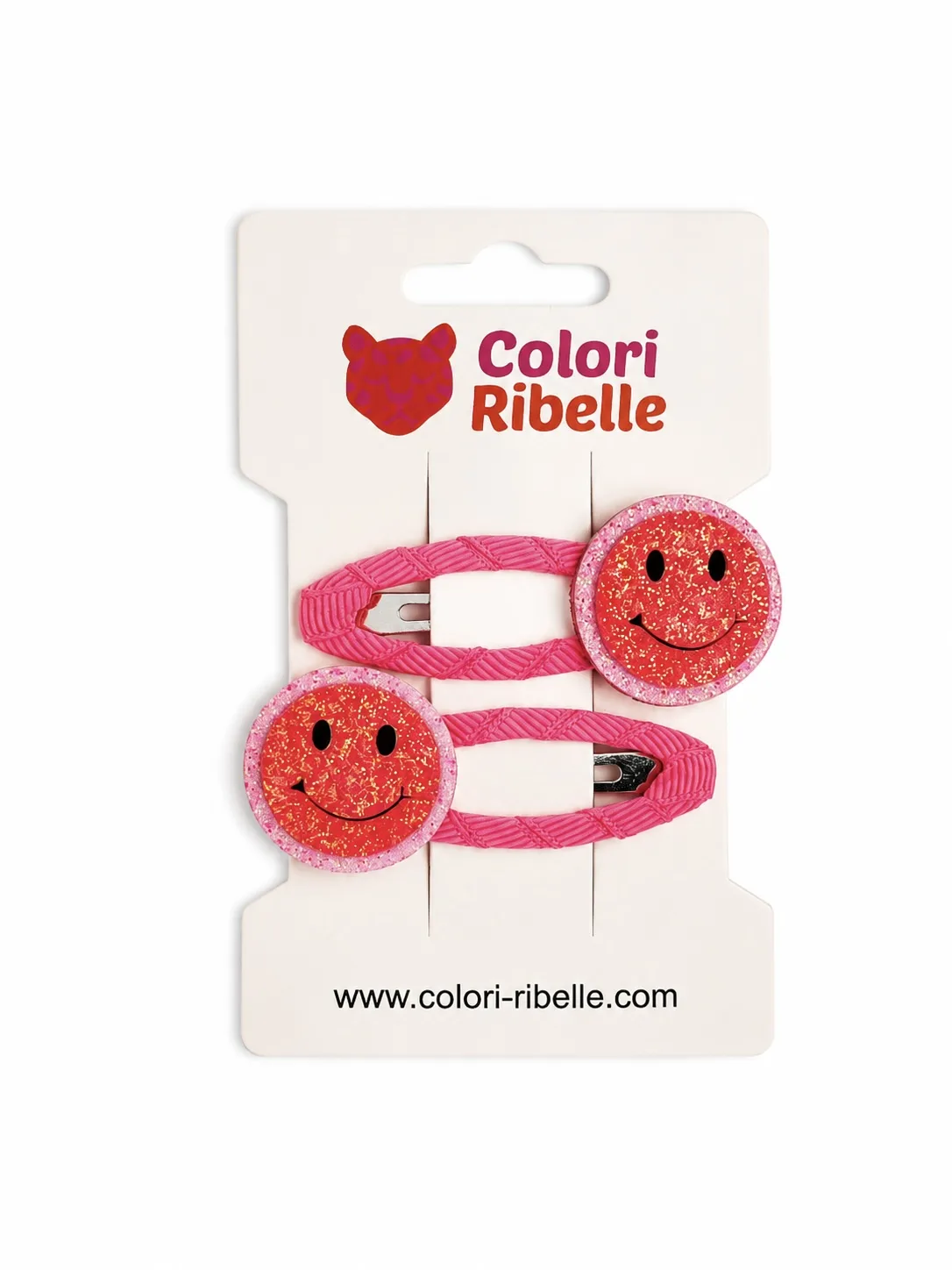 Haarspeldjes smiley glitter neon peach — Haaraccessoires — Colori Ribelle