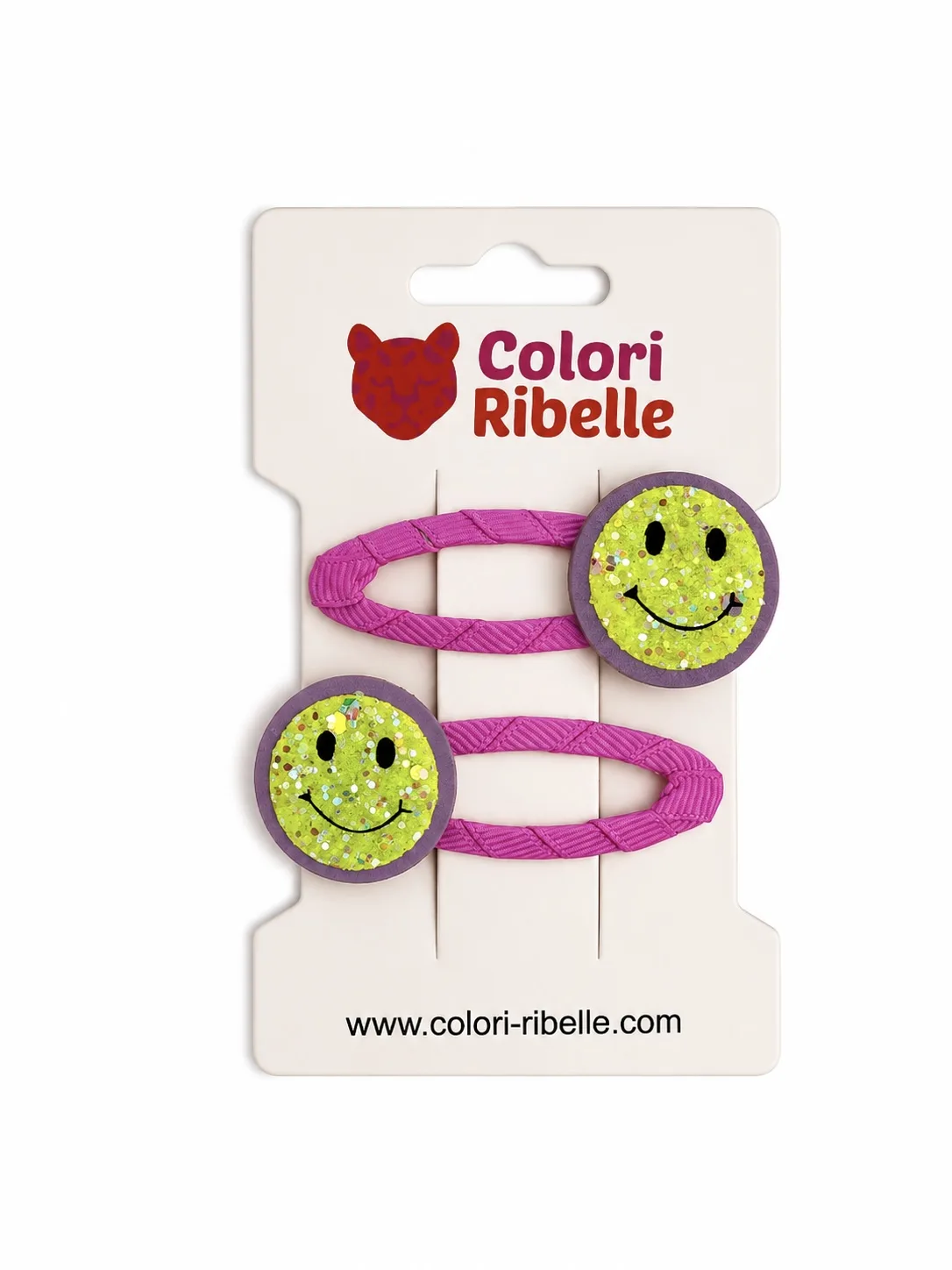 Haarspeldjes smiley glitter paars — Haaraccessoires — Colori Ribelle