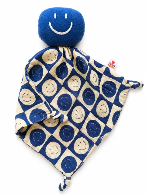 Knuffeldoek smiley blauw — Baby accessoires — Colori Ribelle