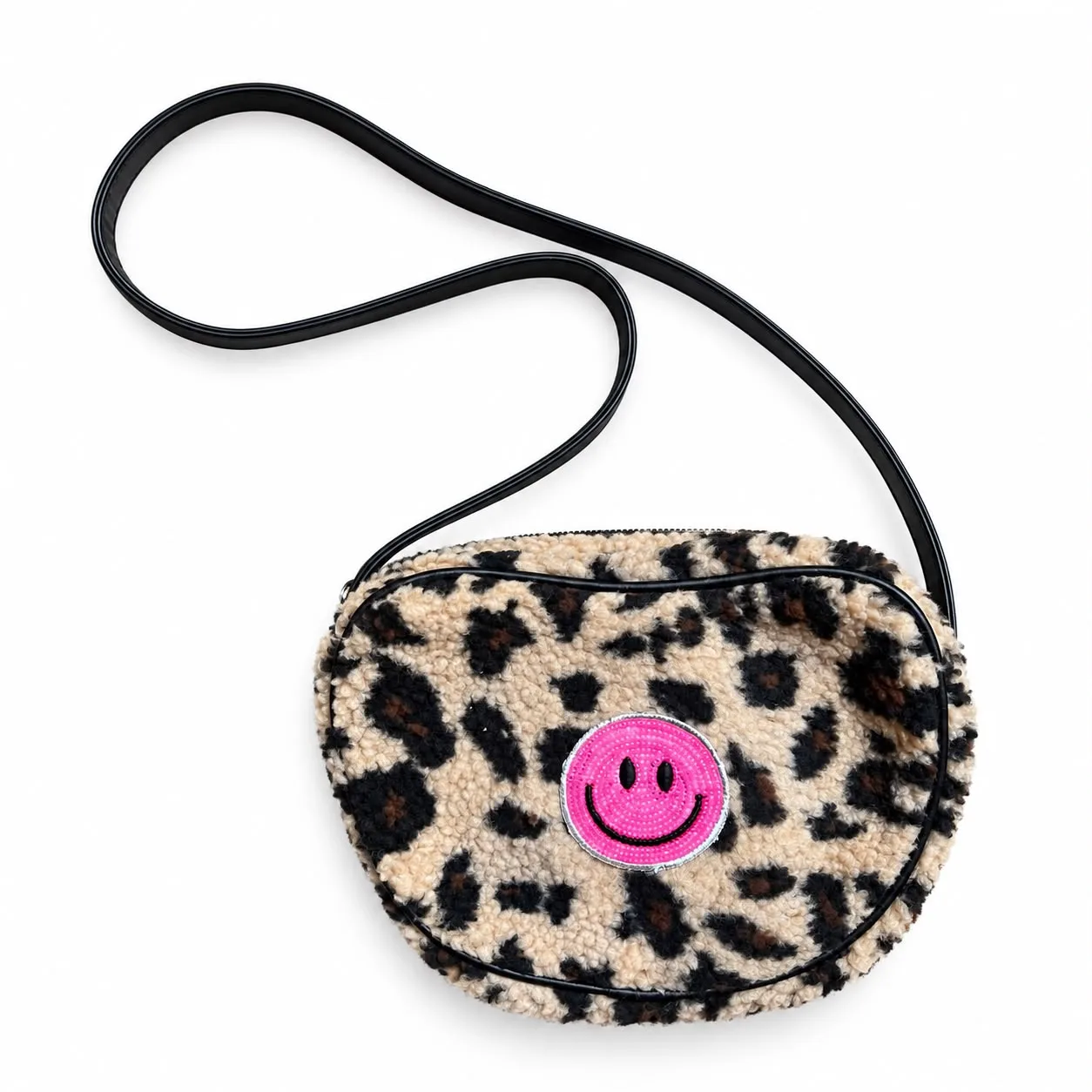 Tasje leopard met smiley roze — Tassen — Colori Ribelle