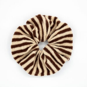 Scrunchie wol bruin/creme