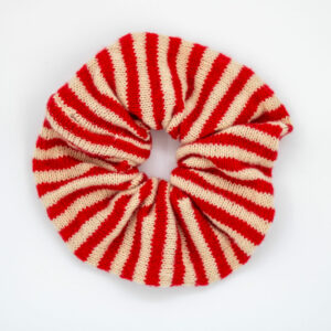 Scrunchie wol rood/wit