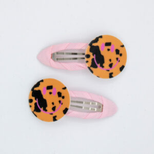 Haarspeldjes smiley leopard roze