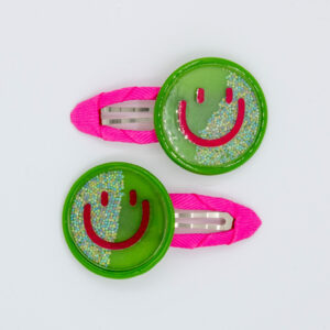 Haarspeldjes smiley party groen