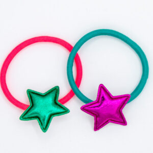 Haarelastiekjes ster roze/groen