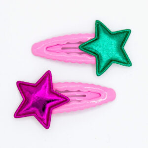Haarspeldjes ster roze/groen